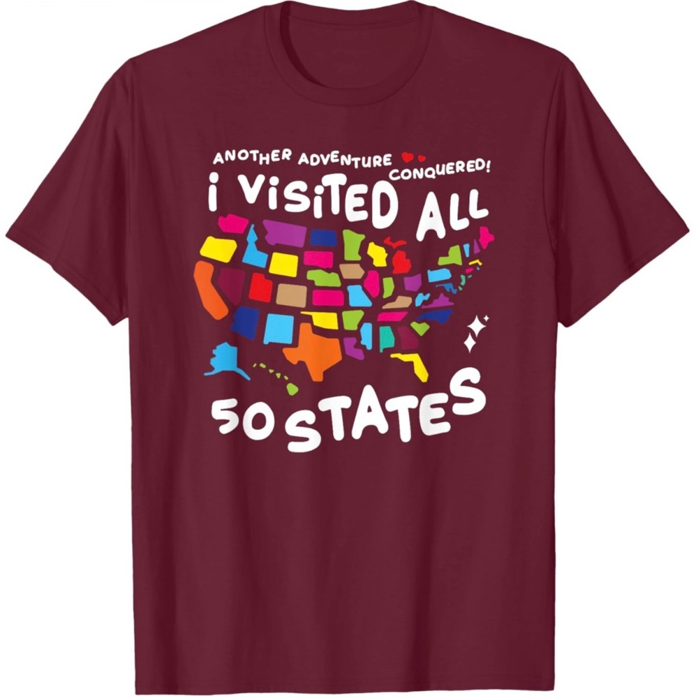 Colorful 50 States Adventure T-Shirt NWOT